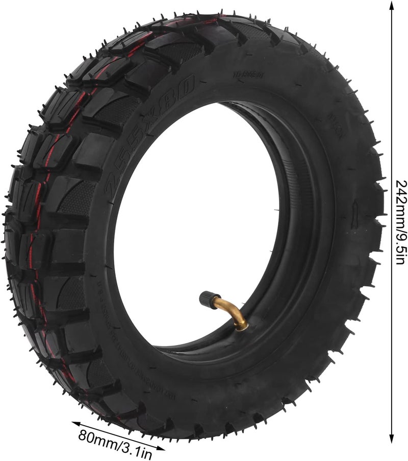 Keenso Rubber Scooter Tires, 10in Electric Scooter Tire with 10x2.5in Inner Tube Inflatable Rubber Tyre Replacement 255x80 Outer Tube - Image 4